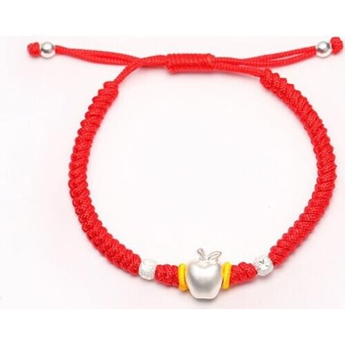 La Monada 925 Sterling Silver Fruit Fashion Couple Bracelets Red Line Thread String Rope Jewelry Bracelets For Women Adjut