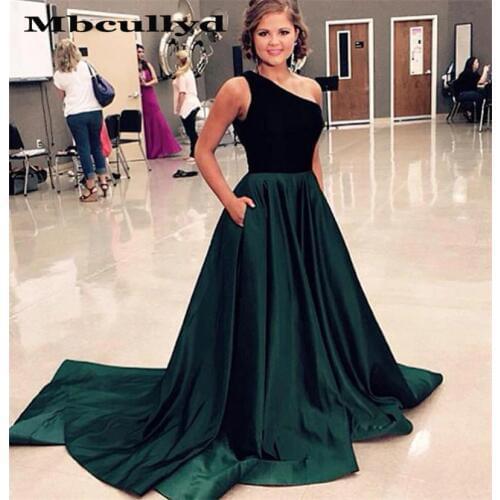 Mbcullyd One Shoulder Long Prom Dresses 2020 Sexy Backless Formal Sweep Train Evening Dress Party Gown Plus Size robe de soiree