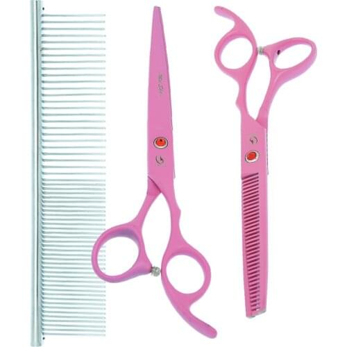 Meisha 7 inch Professional Pet Grooming Scissors Straight Cutting Thinning Curved Shears Cat Dogs Haircut Styling Tools B0035A