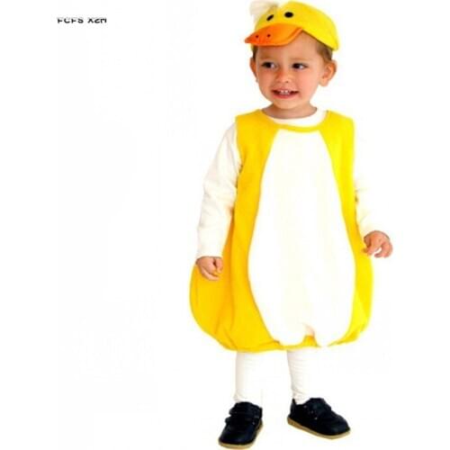 Lovely Cute Unisex pajamas Children Halloween rubber duck Costume Kid Animal cosplay Purim Childrens day Stage play party dress