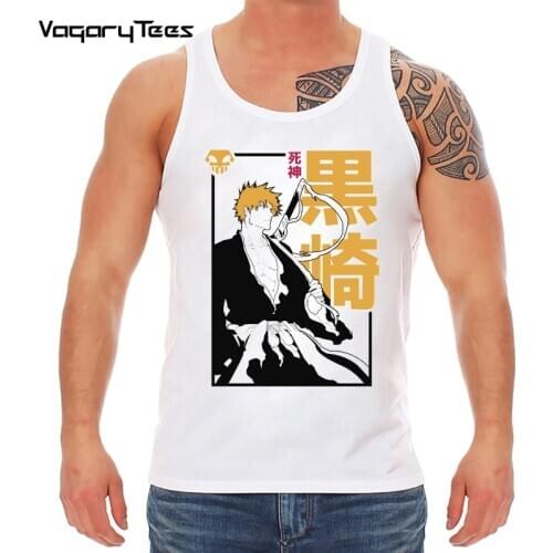 Fashion JAPAN manga unisex streetwear tank top BLEACH Ichigo funny anime Vest men new white casual homme
