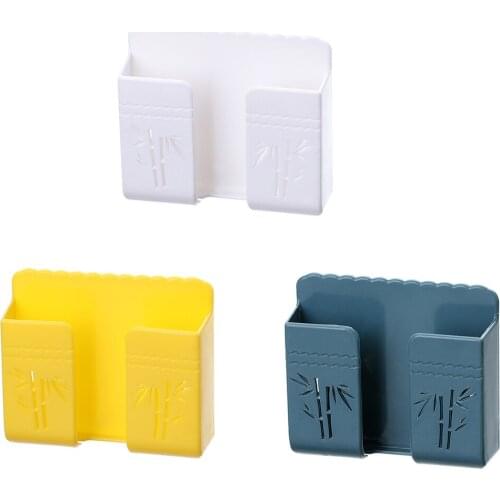 Wall Shelf Organizer Mobile Phone Mounted Stander Hanging Plug Remote Control Holder Bathroom Multifunctional Mobile Holder