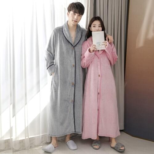 Plus Size Nightgown New Arrival Unisex Nightdress Thickened Flannel Pajamas Pregnant Women Pijama Mujer Sleepwear Bride Robe