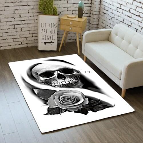 New Nordic 3D Skulls Mats/Carpet Party Decor Area Rugs Soft Cartoon Halloween Flannel Large Carpets for Living Room Bedroom