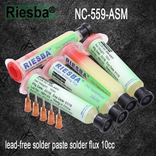 RIESBA NC-559-ASM lead-free solder paste solder flux 10cc (1pcs/lot 3pcs/lot 5pcs/lot)