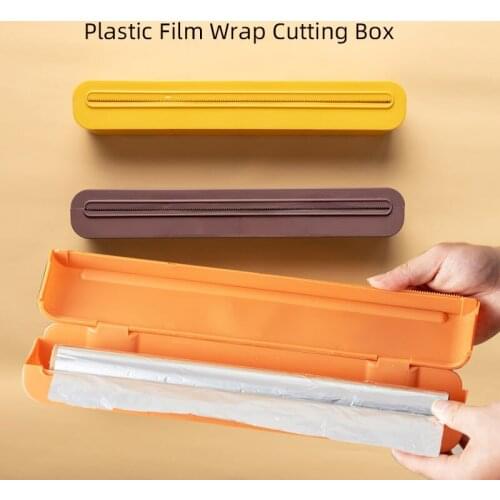 Plastic Film Wrap Cling Dispenser Household Kitchen Foil Cutting Box Kitchen Food Preservation Film Sharp Cutter Storage Holder