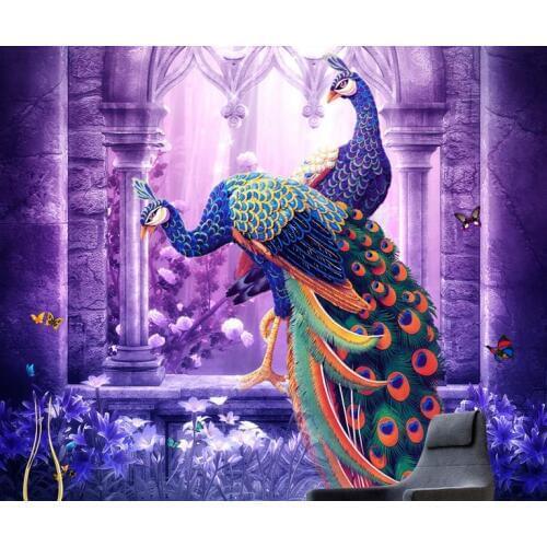 Custom 3d stereoscopic wallpaper Dream Peacock Arch 3d murals wallpaper living room luxury wallpaper papel de parede 3d photo