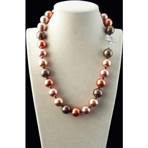 Prett Lovely Womens Wedding D577 FREE shipping> >>>>Fashion Mix Colors 14mm South Sea Shell Pearl Heart Clasp Necklace 18" AAA