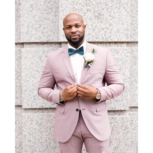 Pink Groom Tuxedos Groomsmen Notch Lapel Best Men Suit 2020 Wedding Suit for Men Mens Blazer Suits Custom Made (Jacket+Pants)