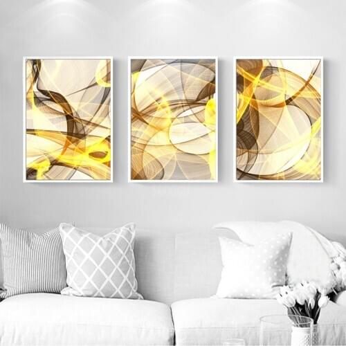Modern Nordic Abstract Yellow Line Picture Canvas Painting Decoration Wall Art Poster and Printed Living Room Bedroom Home Art