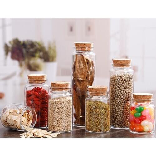 2X 50/60/90/100/120/150/200/240/260ML Bottle Glass Jars Decor DIY Container Cheap Message Vial Ornaments Cork Stopper Mason Jar