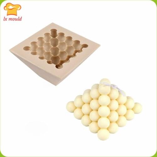 Triangle Cube Candle Silicone Molds 3D Magic Ball Soap Mould European DIY Multilayer Pearl Aromatherapy Plaster Moulds