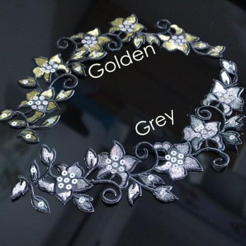 1pc flower embroidery patches for clothing Embroidered sequin patch for clothes Sewing large applique parches