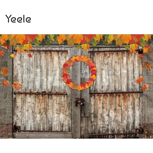 Yeele Autumn Maple Wooden Door Flowers Photocall Baby Birthday Photography Backdrop Background Photographic Photo Studio Props