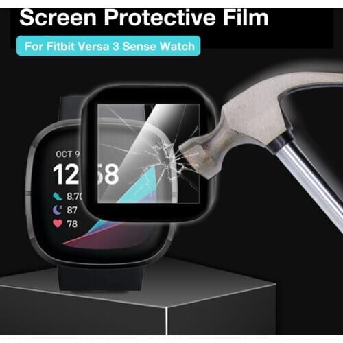 Screen Protector For Fitbit Versa 3 & Sense 3D Curved Edge Full Coverage Soft Protective Film For Fitbit Versa 3 (Not Glass)