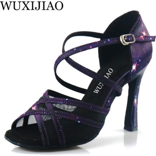 New selection of purple star satin womens dance shoes Latin salsa boots Patty ballroom dance shoes womens shoes