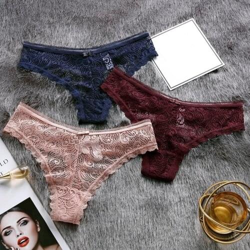 Elegant Texture Womens Lace Panties Bright Colors Comfortable Seamless Silk Female Thongs European And American Sexy Soft Briefs