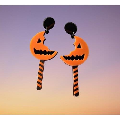 Women Punk Earrings Halloweens pumpkin Pandent Earrings Charm Hip Hop Girls Gift Cute Stud acrylic jewelry Party Earring