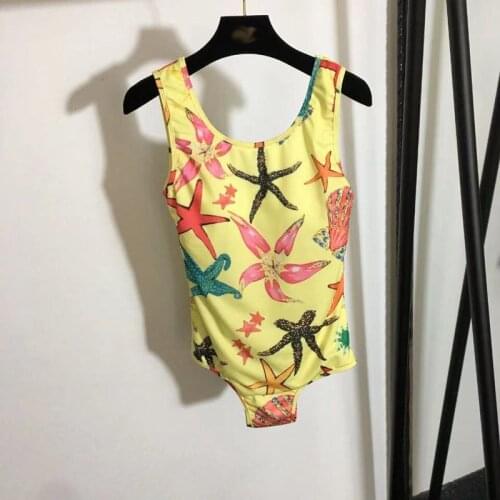 Women Shell starfish print One Piece Swimsuit Beachwear Swimwear Sexy backless Bathing Suits Designer Swimsuits Bodysuit y556