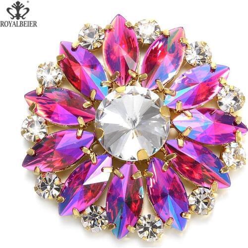 1pcs/lot Rhinestone Big Crystal Flower Snap Buttons fit 18/20mm DIY Snap Bracelet For DIY Snaps Pendant Snap Jewelry KZ1082