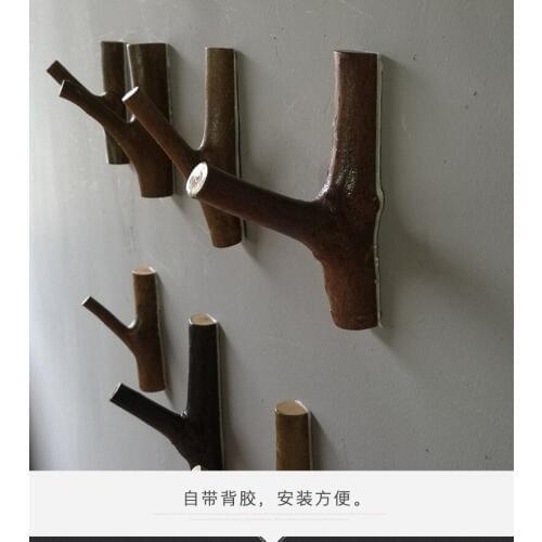 5pcs wall hook decoration Solid wood with bark Coat original ecology Natural log M glue self-adhesive Key housekeeper