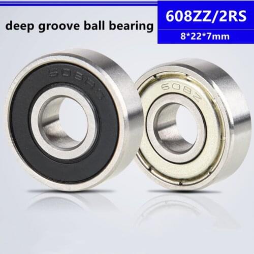 50/100pcs 608ZZ 608-2RS 8*22*7 mm miniature ball bearing 608Z 608 -2Z 2RS 608RS 608 2RS deep groove ball bearing 8x22x7 mm