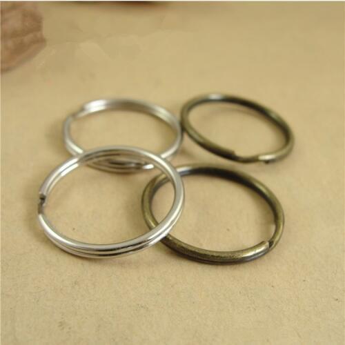 50pcs/lot 16/20/25mm Antique Bronze/ Rhodium Keychain Circle Keyring Findings Fit DIY Keychain Ring Circles Accessories