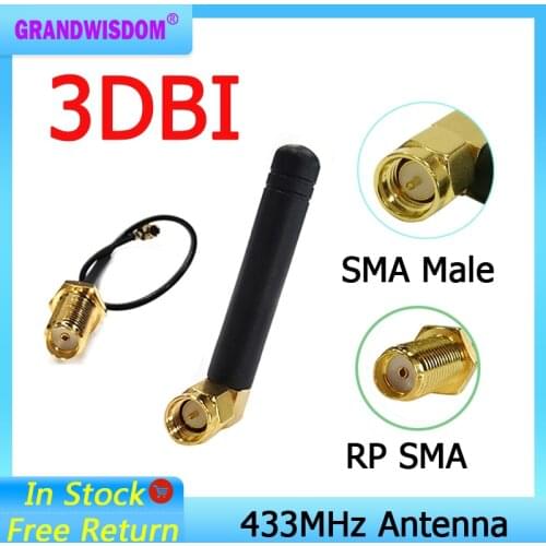 433MHz Antenna 2.5dbi SMA Male Connector folding 433 mhz antena waterproof directional antenne + 21cm RP-SMA/u.FL Pigtail Cable