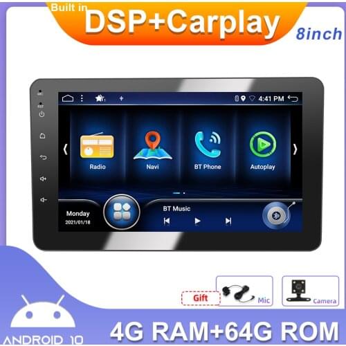 8" Android 10.0 Auto Car Radio Stereo Multimedia Player GPS Navigation 2 din DSP Carplay 4G+64G Bluetooth Wifi RDS Mirror Link