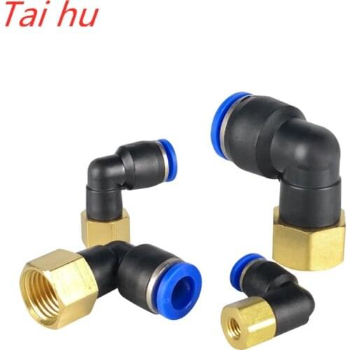Free shipping PLF hose outer diameter 4 6 8 10 12mm-female thread M5''1/8''1/4''3/8''1/2'' pneumatic elbow connector tube pneuma