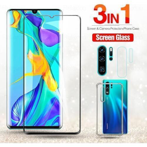 3in1 camera glass+airbag case for huawei p30 pro lite soft clear anti-shock phone cases p30pro p 30 pro lit p30lite fundas cover