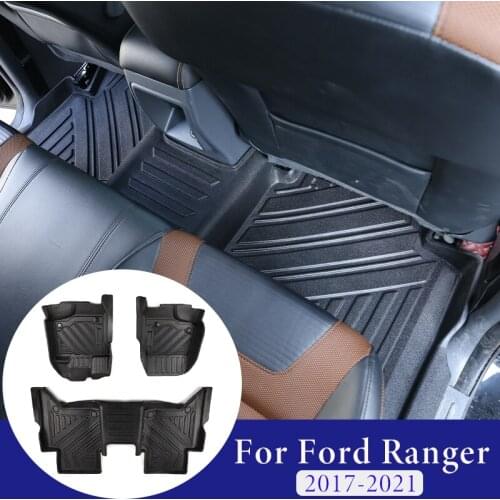 For Ford Ranger 2017+ Car Waterproof Non-slip Floor mat TPE Modified Car Accessories 3Pcs/Set Fully Surrounded Special Foot Pad