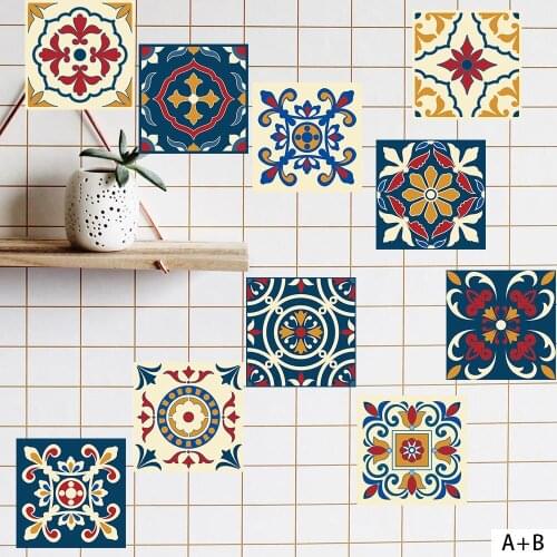 European Classical Black and White Tile Waterproof Sticker DIY Splicing Creative Decorative Flower Brick Wall Sticker