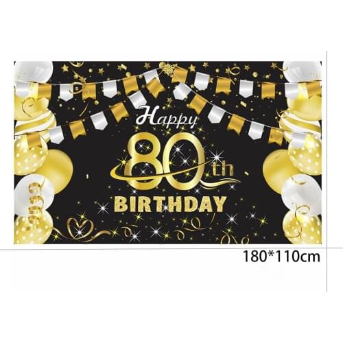 1set Black Gold Balloons Glitter Photo Backdrop Happy Birthday 30 35 40 50 60th Years Old Celebration Poster Photo Background