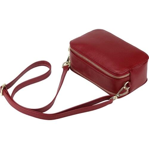 High-End Red/Gray 2 Colors Handbags Female Bags Best Design Phone Clutch Bag Genuine Cow Leather Shoulder Messenger Purse