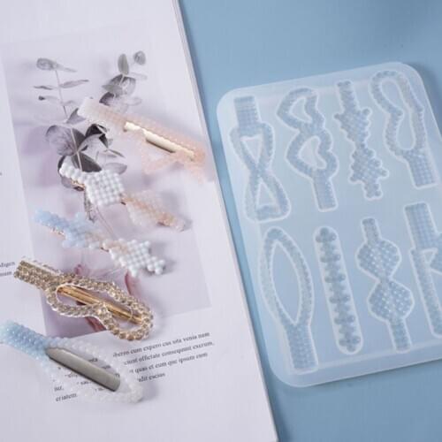 Crystal Epoxy Resin Mold Hair Clip Barrette Casting Silicone Mould DIY Crafts Jewelry Hairpin Making Tools