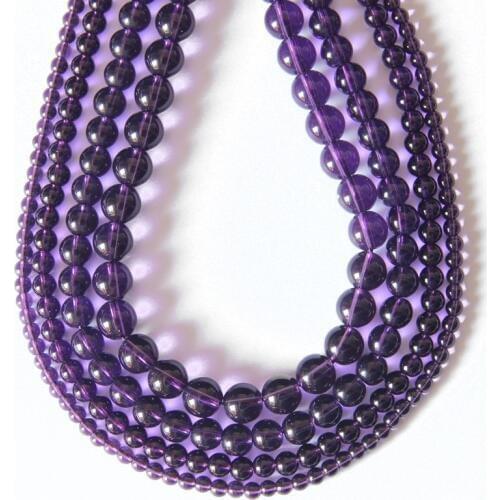 1 Strand 4 6 8 10mm Faux Purple Amethysts Crystal Beads Round Glasses Spacer Beads for DIY Bracelets Necklace Jewelry Making