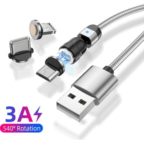 GTWIN 3A Quick Charge 3.0 Magnetic USB Cable Micro USB Type C Cable For iPhone XS Samsung S9 Huawei Xiaomi Fast Charging Cable