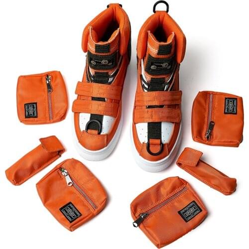 Autumn New Stylish Orange Pocket Decorative High Top Shoes Men Designer Sneakers Hip Hop Platform Sneakers Men zapatos de hombre