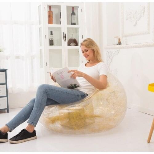 Sequined Inflatable Sofa Lazy Inflatable Single Chair Transparent Sofa Przezroczysta Sofa Bed Thickened Pvc Leisure Chair