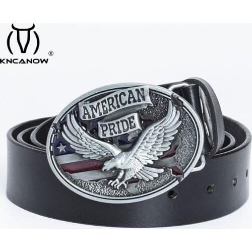 New Arrival Genuine Leather Handcraft Belts Men Cowskin Strap Eagle Buckle Design Fashion Male Waist Personality Pants Gift Belt