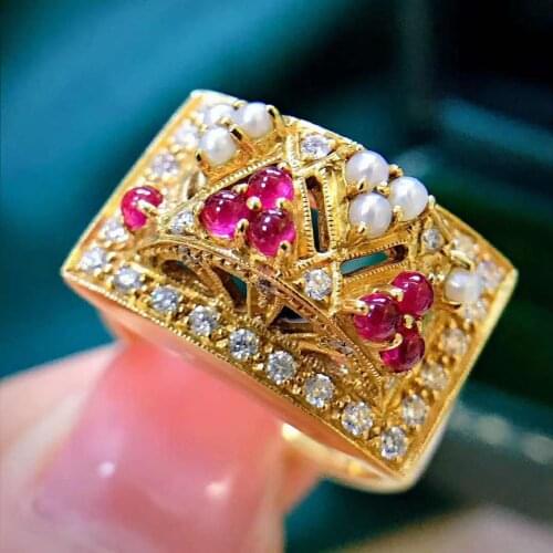 New Luxury Double Layer Micro-inlaid Crystal Stone Ring Golden Color Party Engagement Ring for Women Jewelry