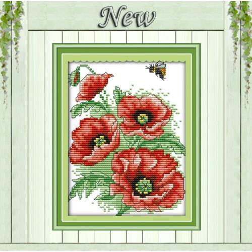 Bees love flowers ,Pattern printed on cloth DMC 11CT 14CT Cross Stitch kit,needlework embroider Set,beautiful Flower Home Decor