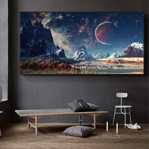 Space Planet Galaxy Posters Universe Stars Planets Canvas Paintings Prints Wall Art Big Size Landscape Pictures Room Decor Mural