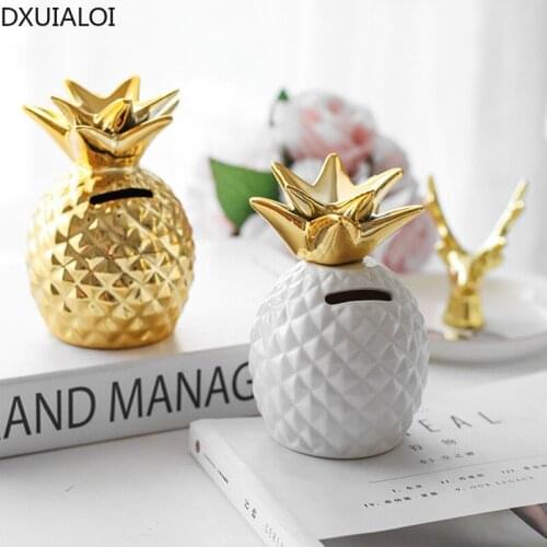 Modern minimalist creative plant pineapple piggy bank decoration ceramic crafts home living room desktop storage tank decoration