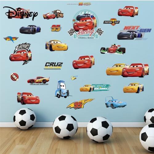 Disney Cartoon Racing Story Sticker Kids Room Car Sticker Boy Baby Bedroom Sticker