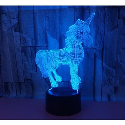 Beautiful Unicorn 3D LED Night Light Multicolor 7 Color Change Bar Home Decor Kid Toy Birthday Christmas lamp Drop Shipping