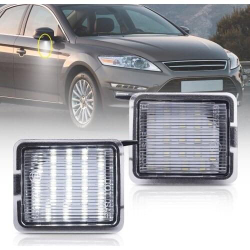 LED Front Under Side Mirror Puddle Light For Mondeo MK4 MK5 07-14 Ford Focus 12-14 C-MAX 03-10 Kuga MK2 08-12 Escape 15-16