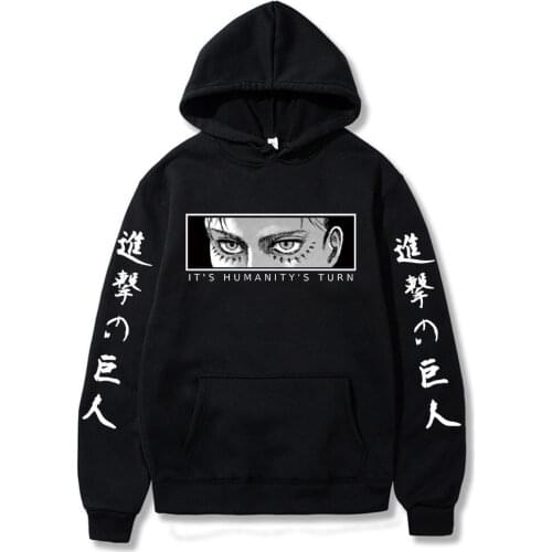 Harajuku Hoodie Anime Attack on Titan Eyes Printed Long Sleeves Casual Men/women Sweatshirt Tops Oversized Pullover Unisex