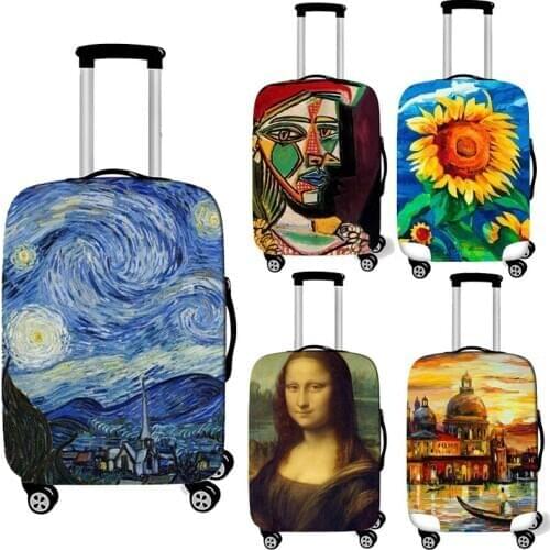 Van Gogh Art Oil Painting / Janpan Wave / Mona Lisa Luggage Protective Cover Elastic Suitcase Cover Anti-dust Trolley Case Cover
